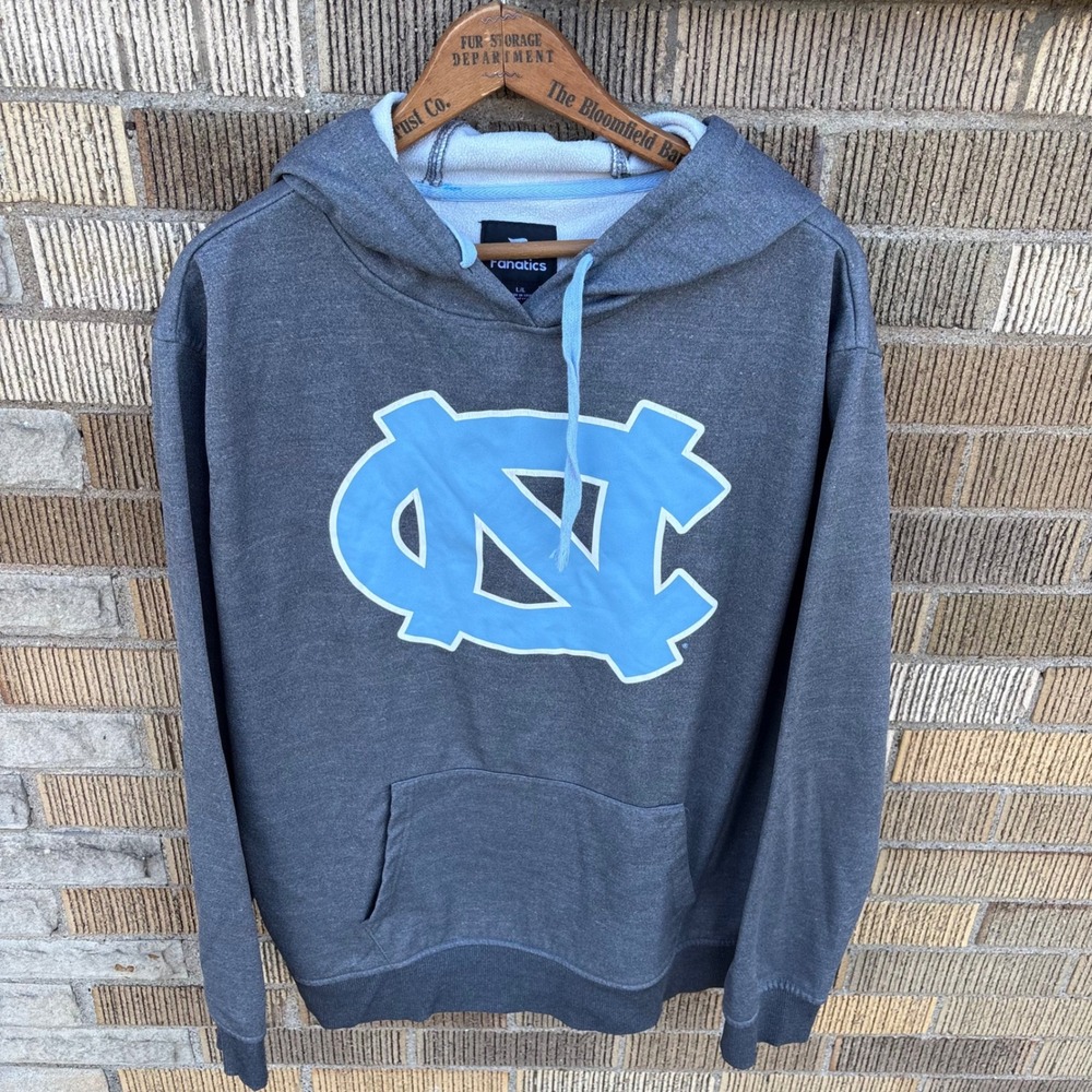 UNC North Carolina Tar Heels Hoodie Sweatshirt Gray Mens Size Large Fanatics